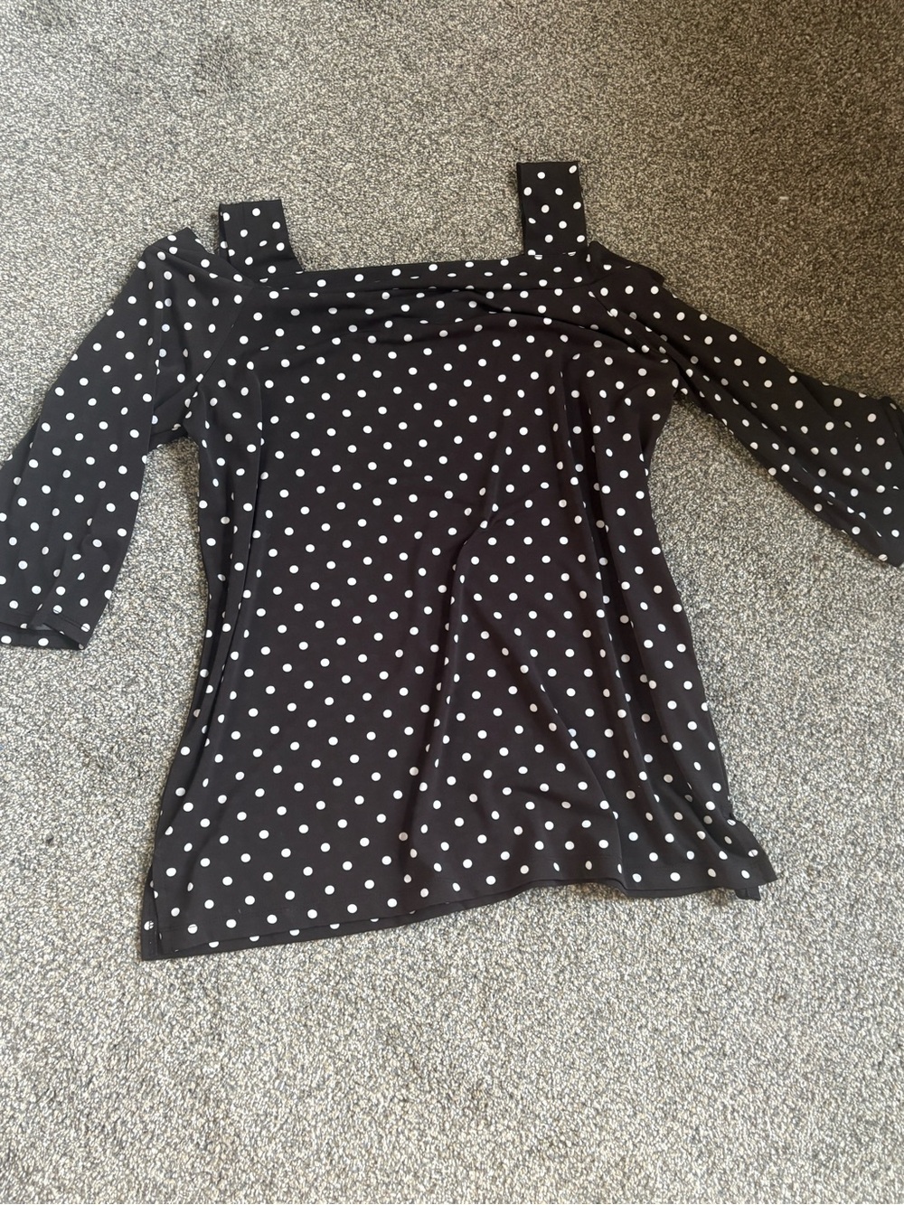 Chico's Brown White Polka Dot Off-Shoulder Top